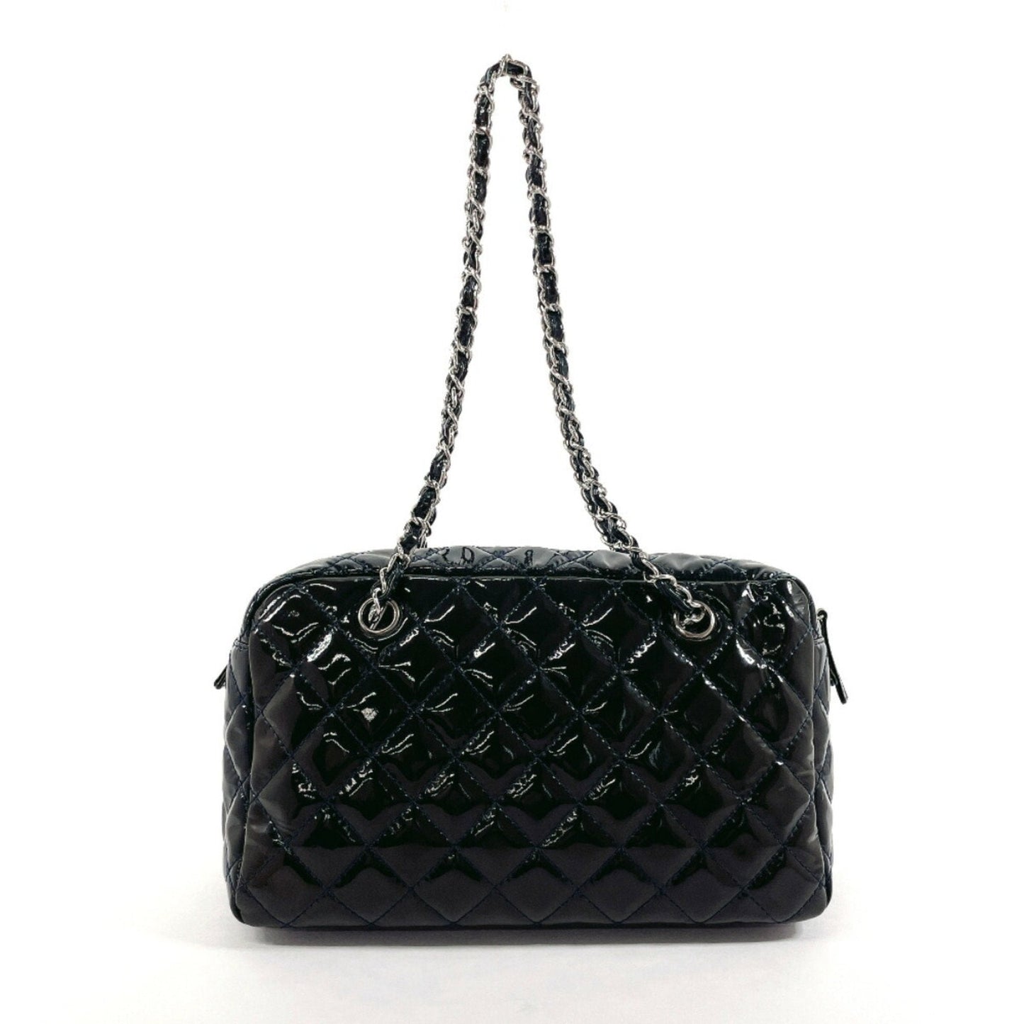 CHANEL Chanel Matelasse Chain Shoulder Handbag Patent Leather Navy Women's