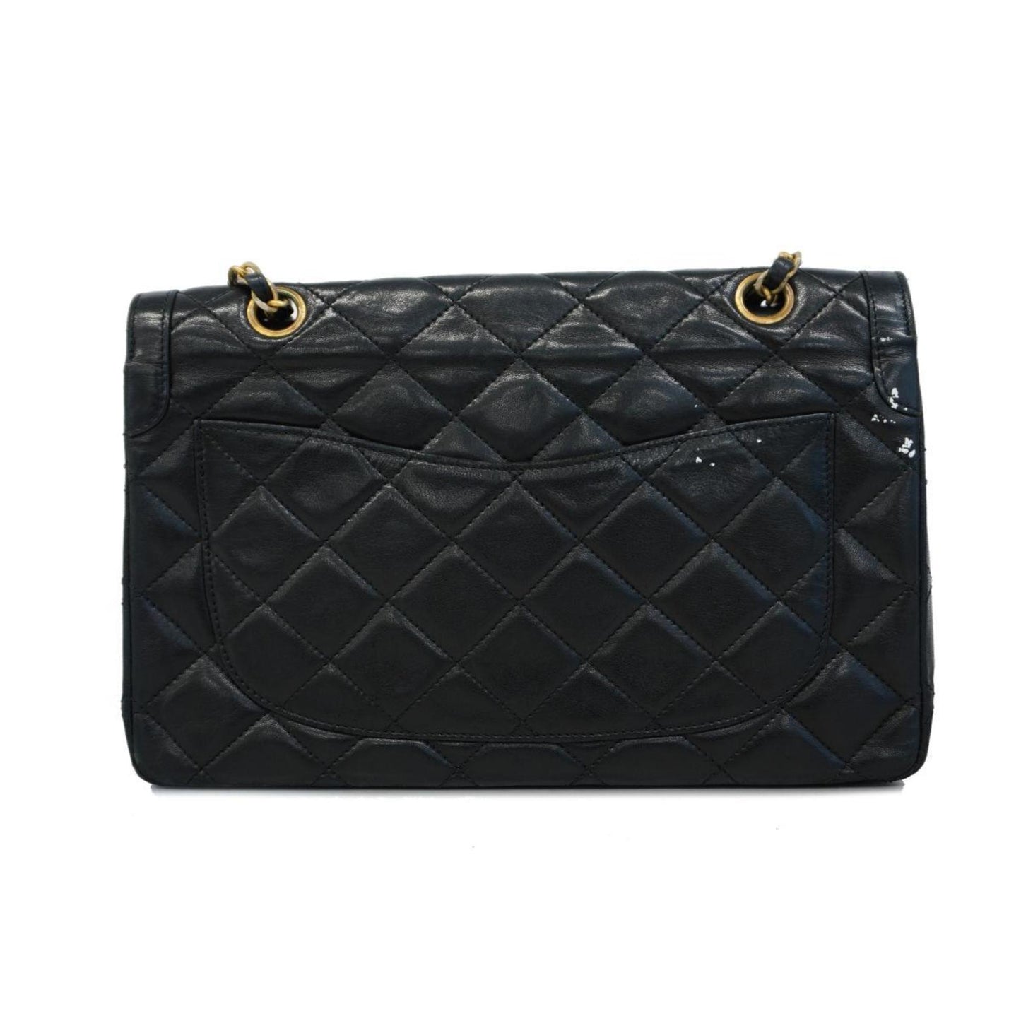 Chanel Shoulder Bag Matelasse Paris Limited W Flap Chain Lambskin Black Women's