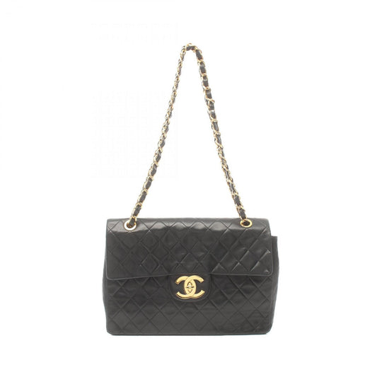 CHANEL Deca Matelasse 34 Shoulder Bag, Lambskin, Women's, Black