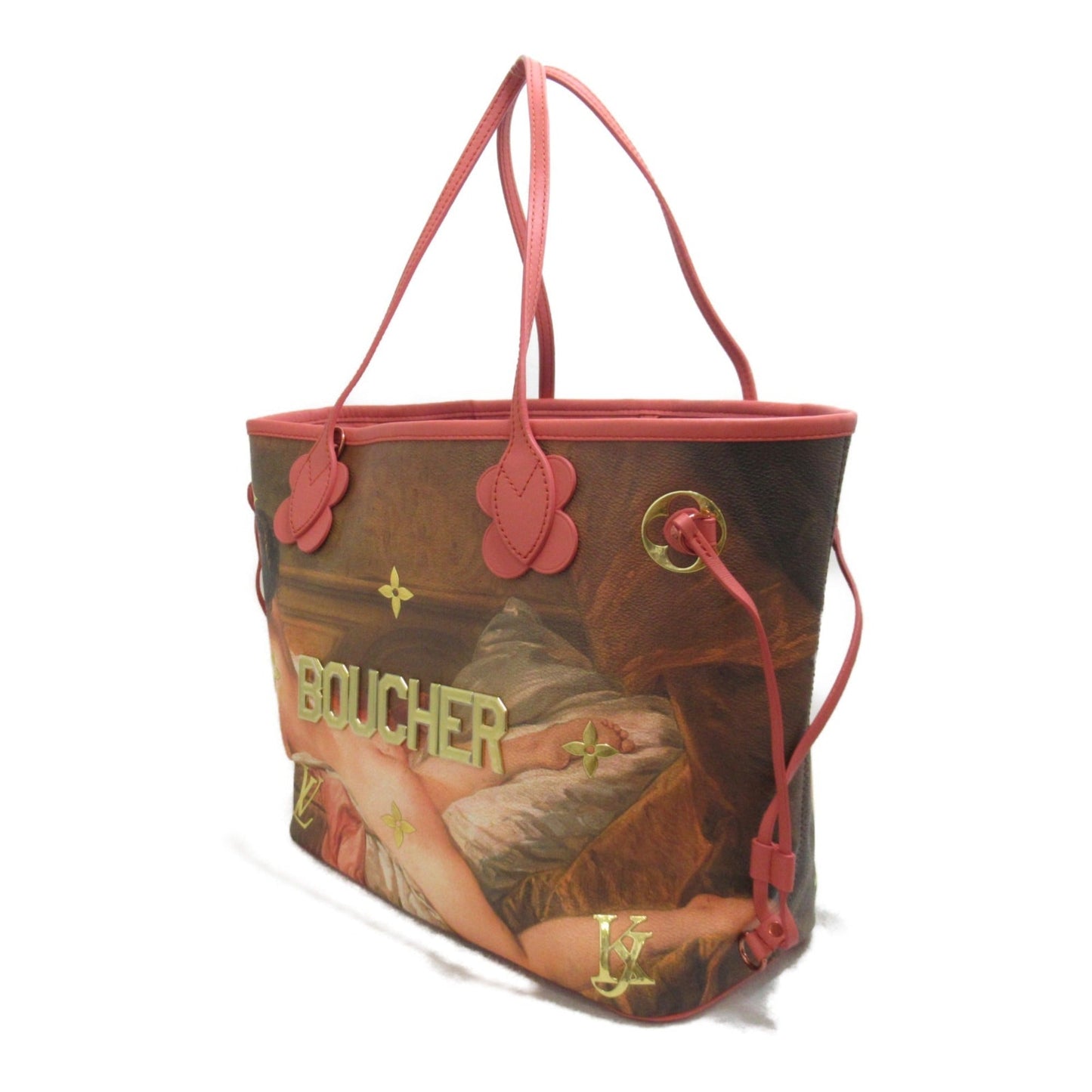 LOUIS VUITTON Boucher Neverfull MM Tote Bag Pink Masters collection PVC coated canvas