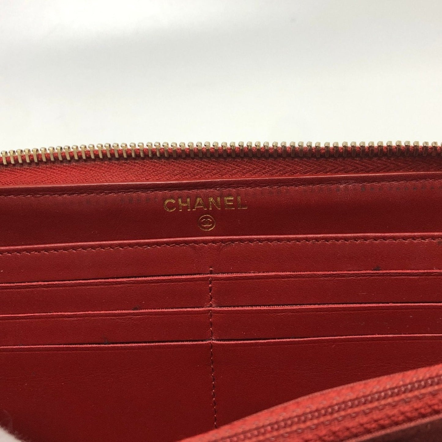 Chanel CC Mark Zip Around Long Wallet Red GoldHardware