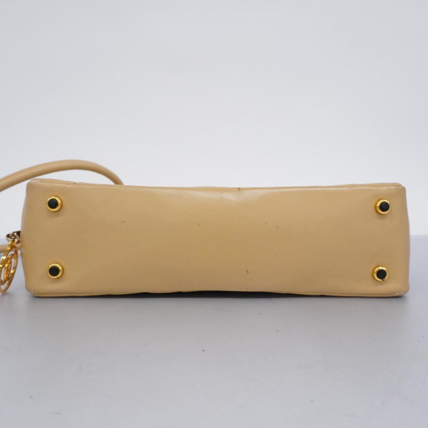 Chanel Shoulder Bag V Stitch Lambskin Beige Women's