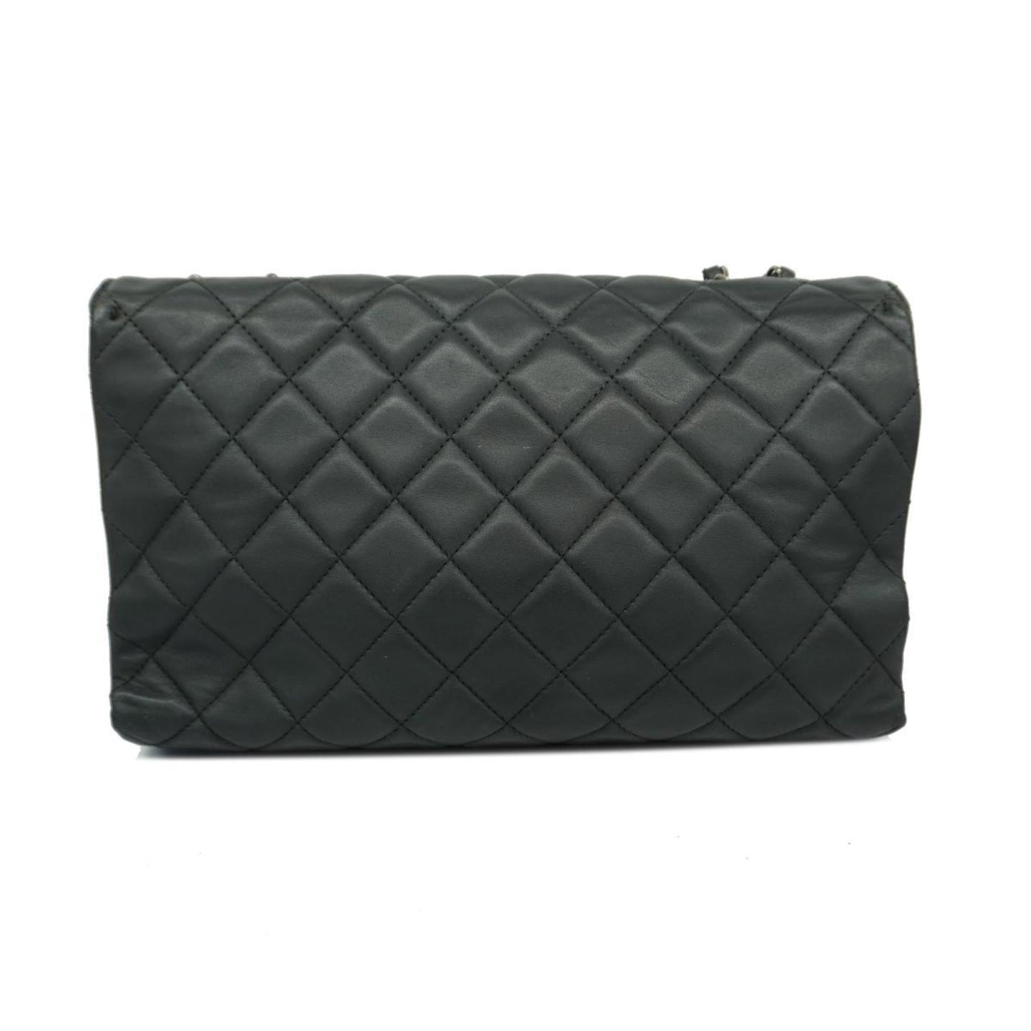 Chanel Shoulder Bag Matelasse W Chain Lambskin Black Women's