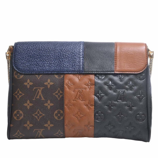 LOUIS VUITTON Monogram Blox Pochette Shoulder Bag M40506 Brown/Black/Blue Women's