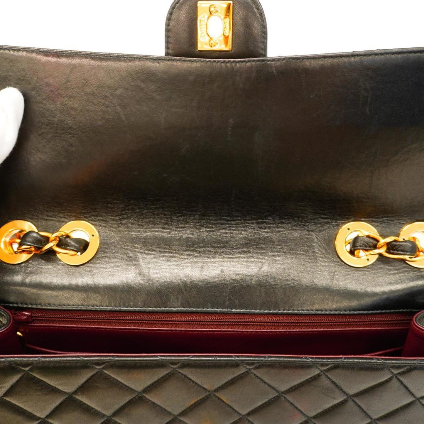 Chanel Shoulder Bag Deca Matelasse W Chain Lambskin Black Women's