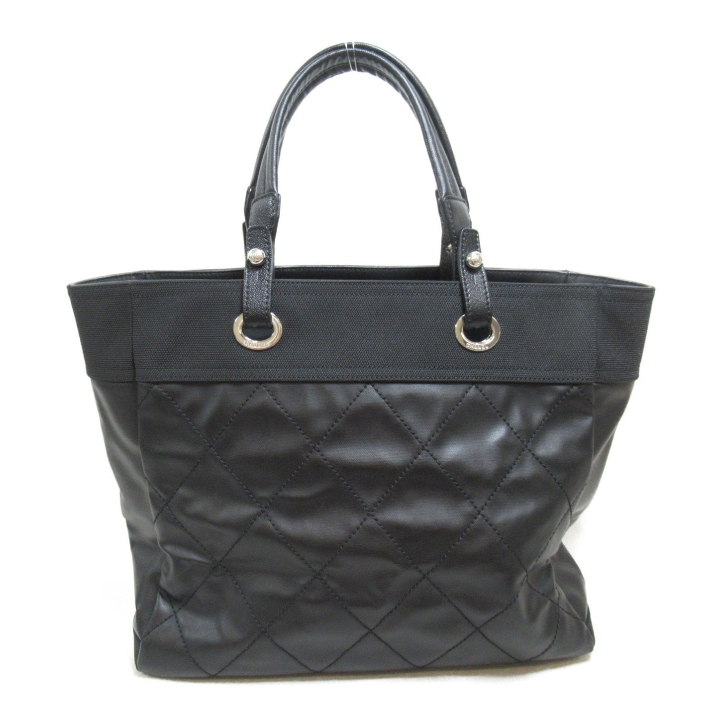 CHANEL Paris Biarritz Tote MM Bag Coated Canvas Women's Black