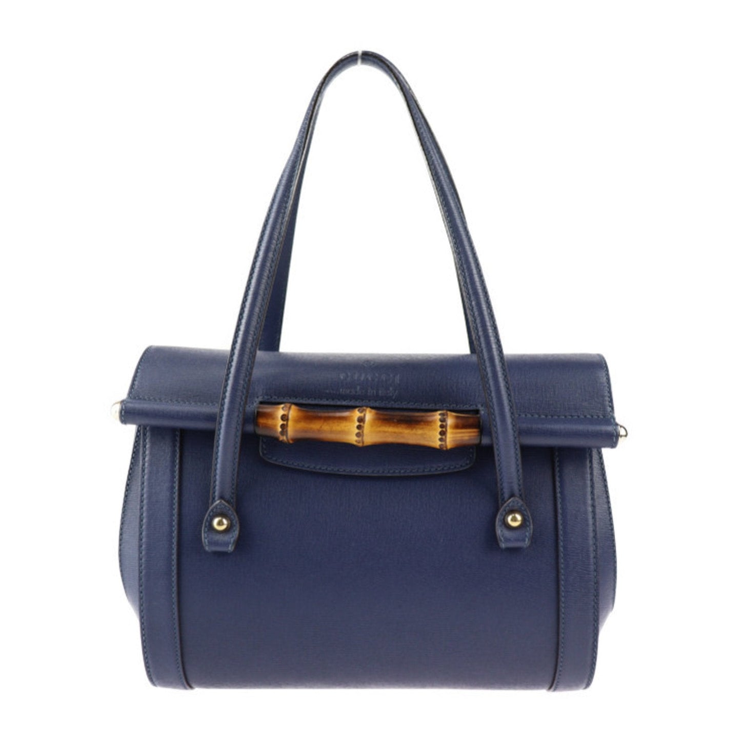 Gucci Bamboo Navy Leather Handbag Shoulder Bag Tote Bag ()