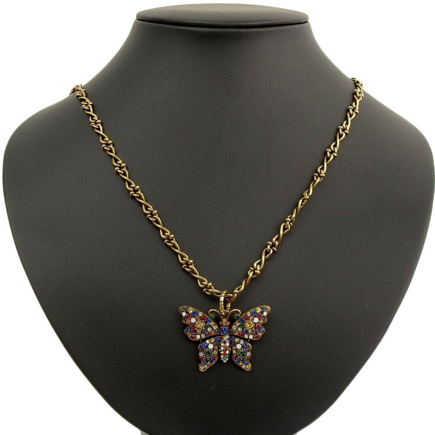 Gucci GG Marmont butterfly long necklace multicolor aging gold 553290