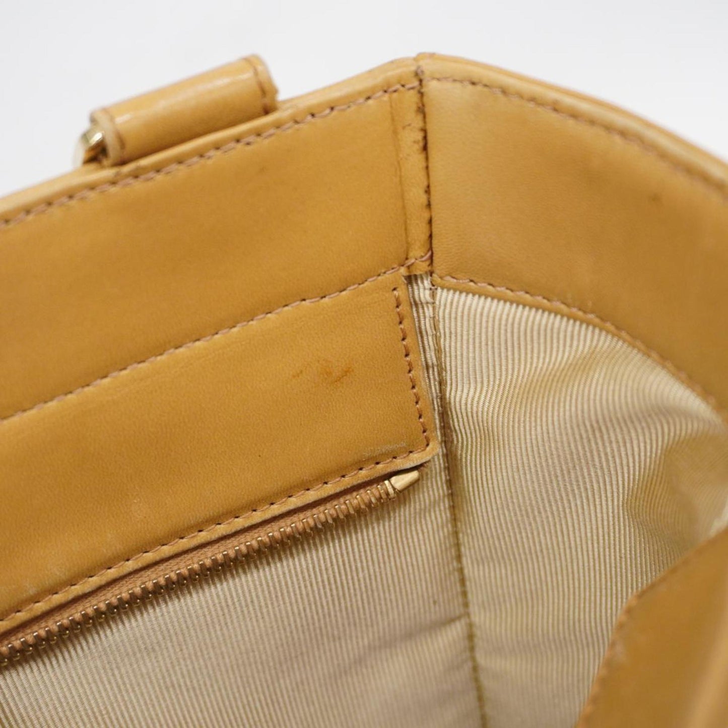 Chanel Tote Bag Chocolate Bar Lambskin Beige Women's