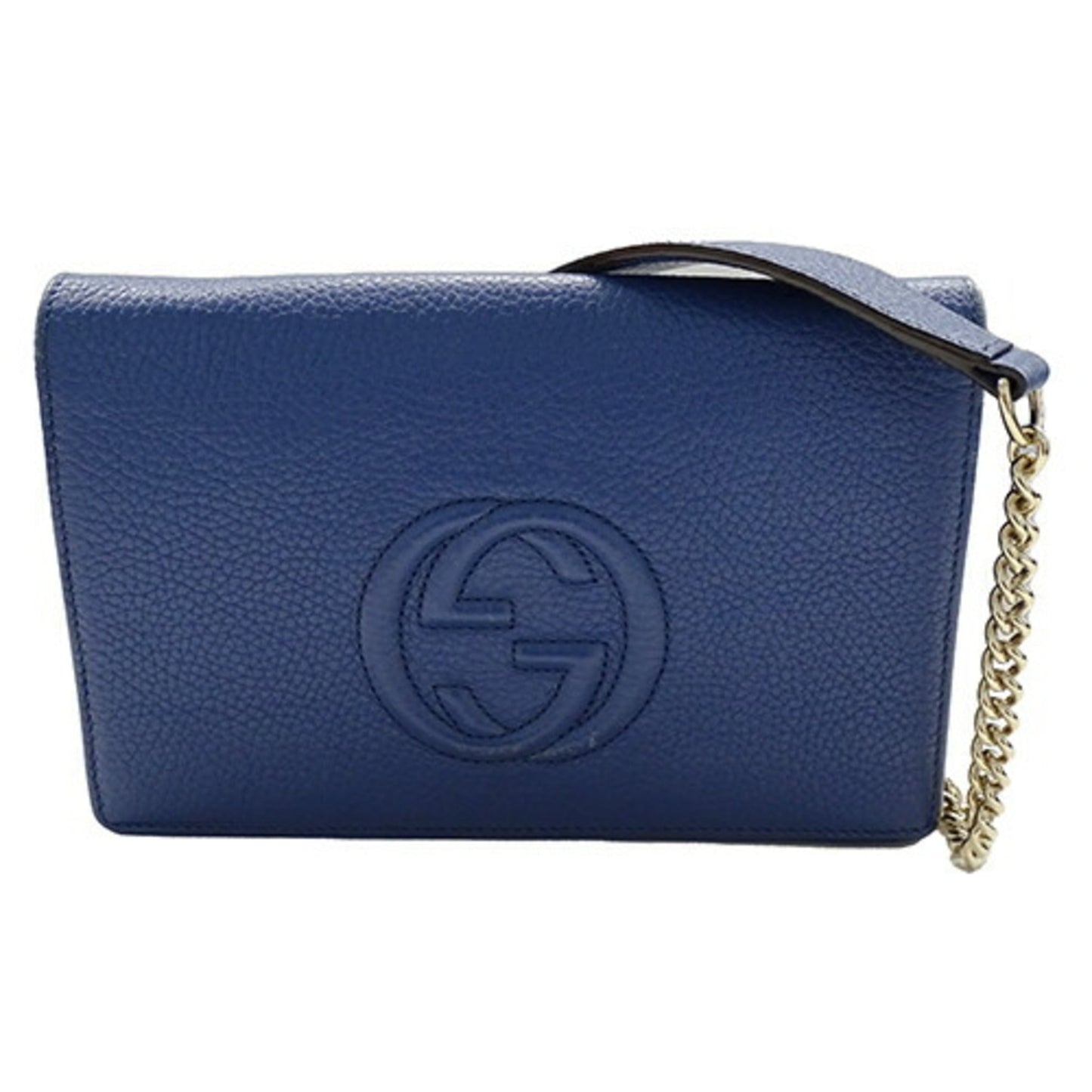 Gucci Blue Leather Chain/Shoulder Wallet