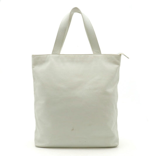 CHANEL Coco Mark Embossed Tote Bag Shoulder Leather White
