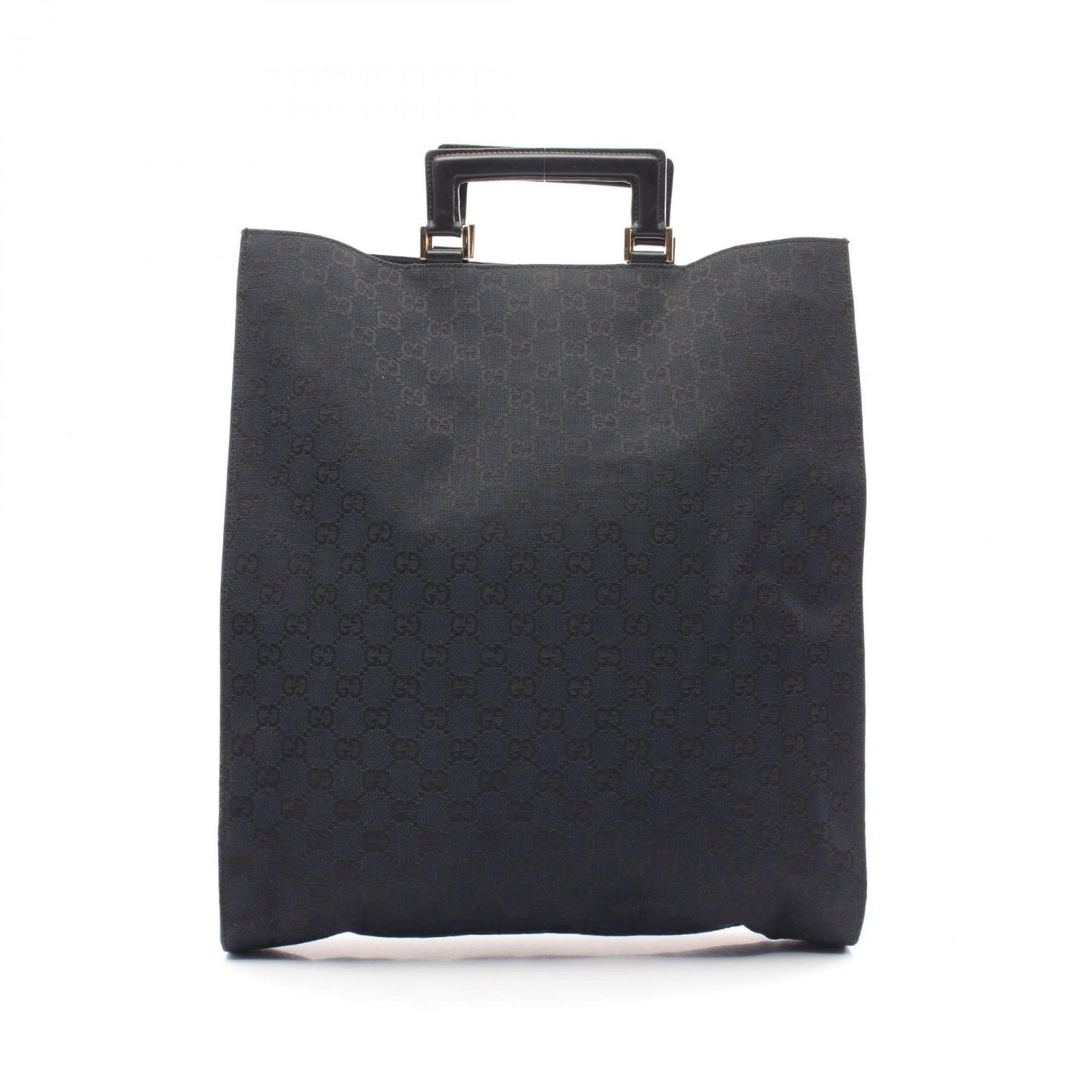 Gucci Black Canvas Leather Tote Bag