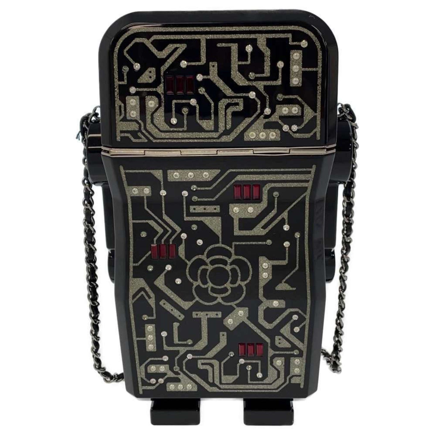 Chanel Chain Shoulder Bag Robot Rhinestone Faux Pearl CHANEL Black
