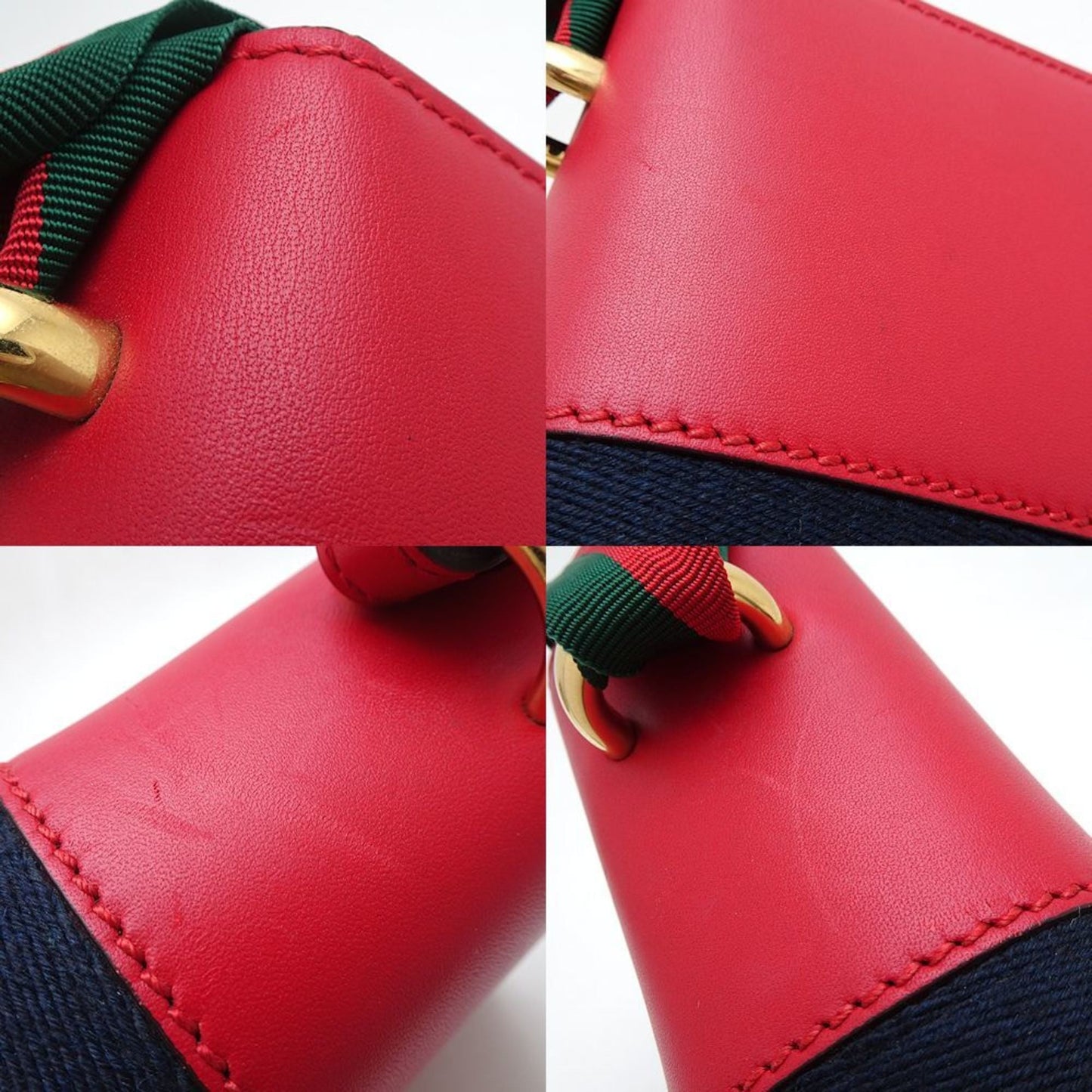 Gucci Navy Red Color Leather Shoulder Bag