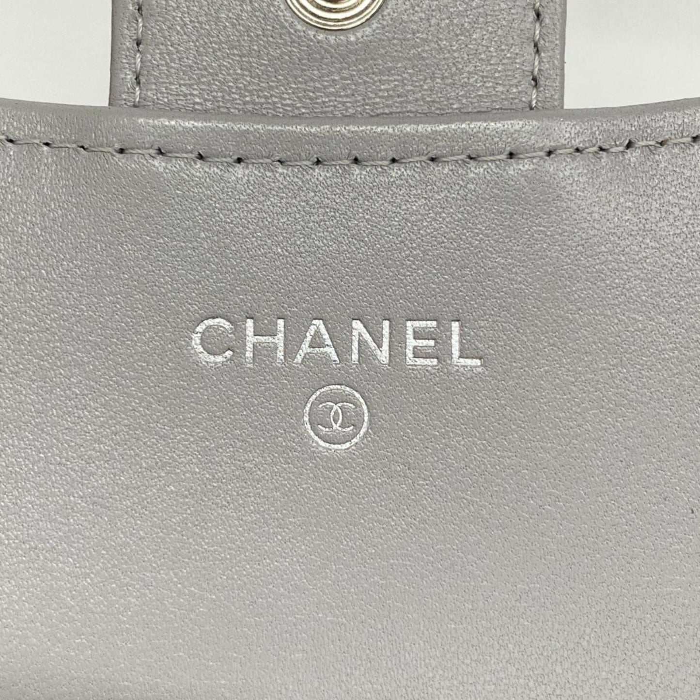 Chanel Long Wallet Matelasse Lambskin Grey Women's