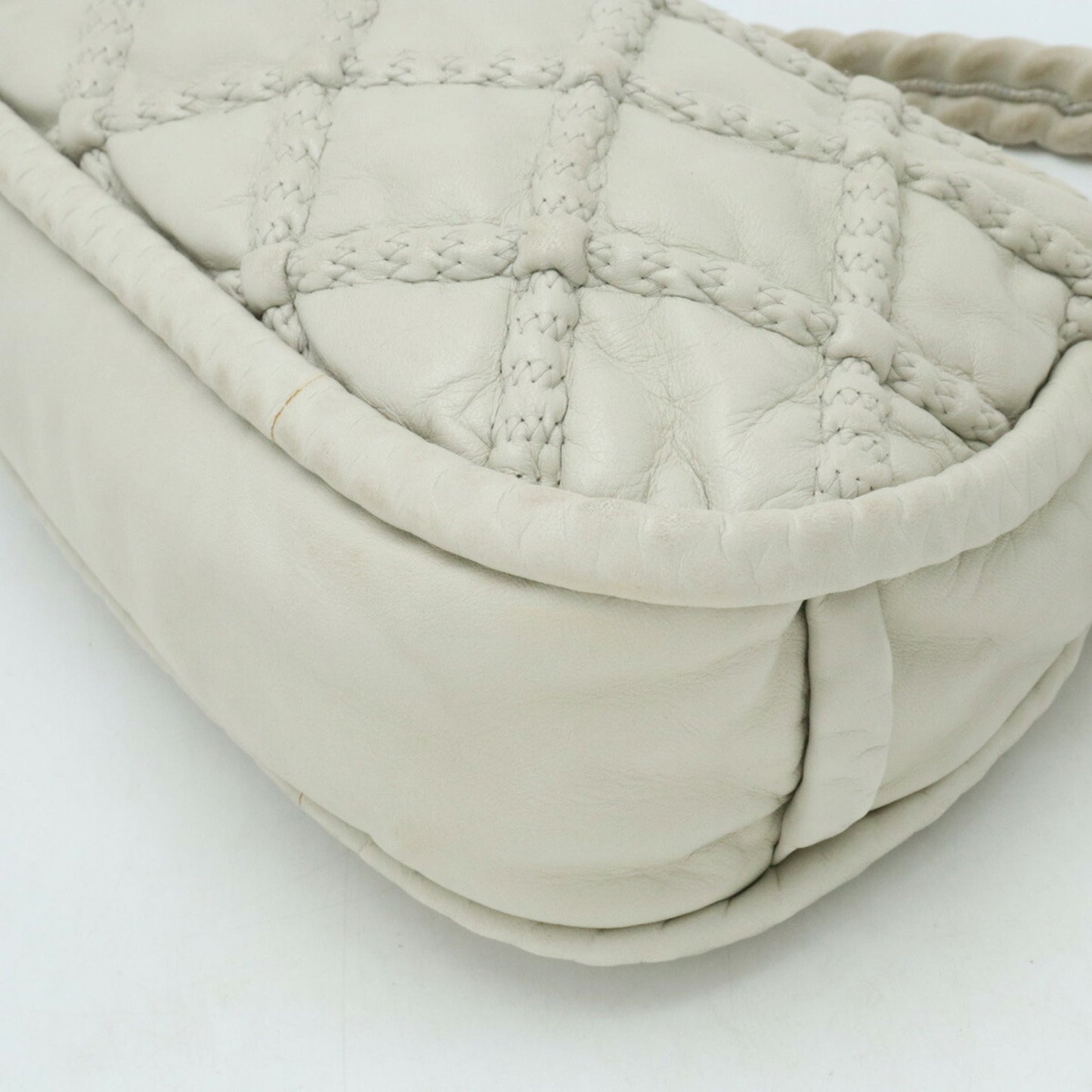 CHANEL Chanel Matelasse Ultra Stitch Shoulder Bag Leather Off-White