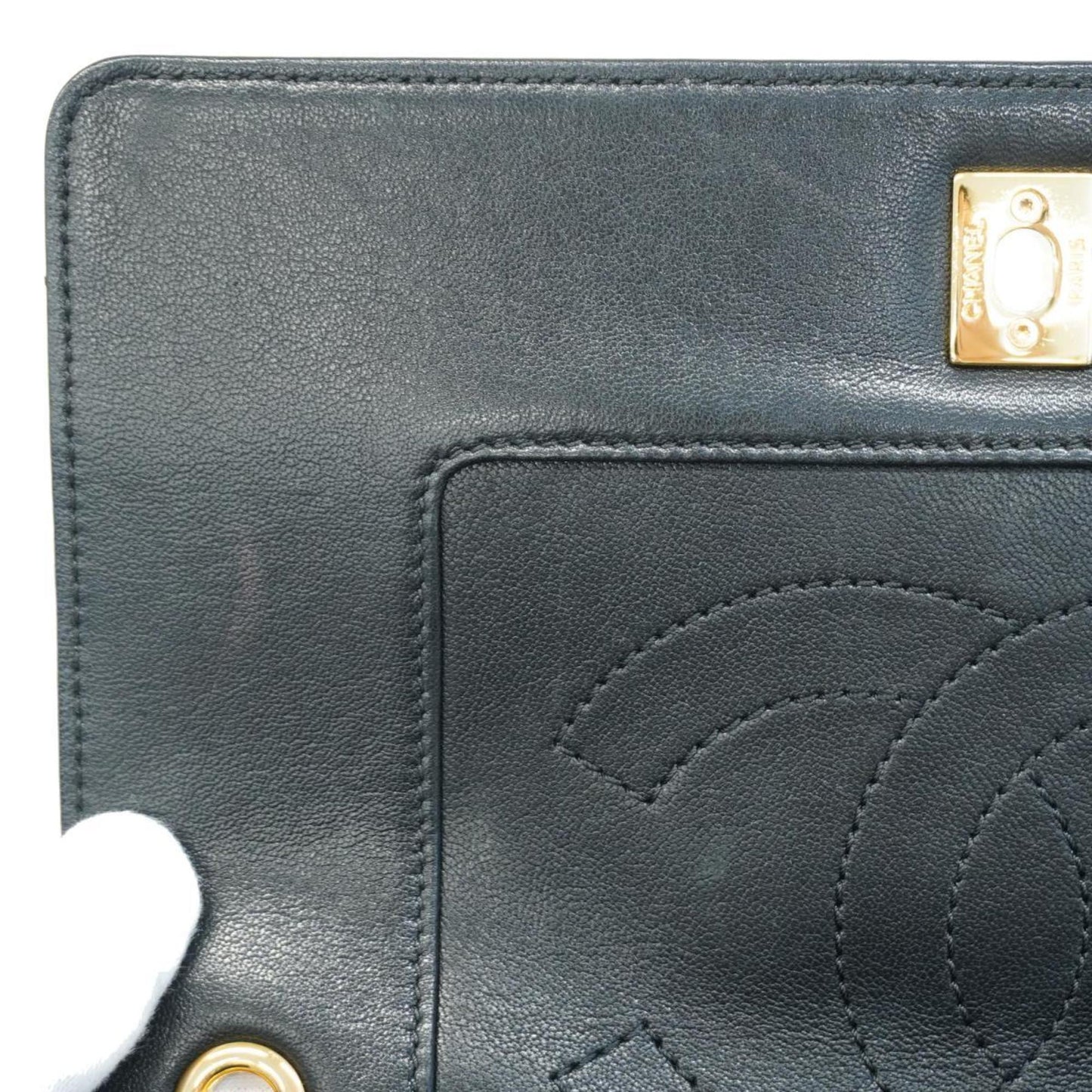 Chanel Shoulder Bag Matelasse W Flap Chain Leather Black Women's