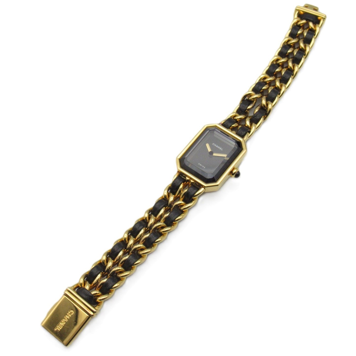 CHANEL Premiere L Wrist Watch H0001 Quartz Black Gold Plated Leather belt H0001