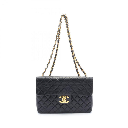 CHANEL Deca Matelasse 34 Shoulder Bag, Lambskin, Women's, Black, A01094