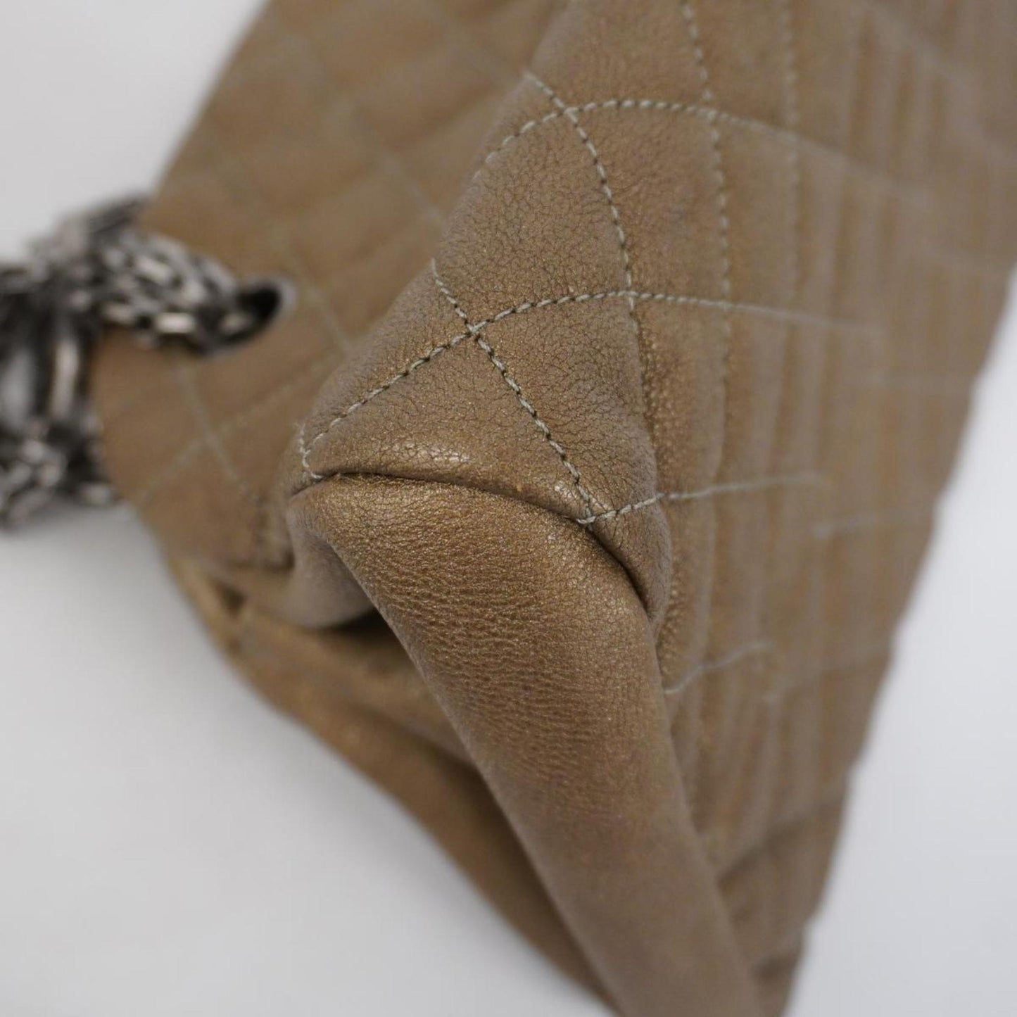 Chanel Shoulder Bag Matelasse Chain Leather Khaki Women's