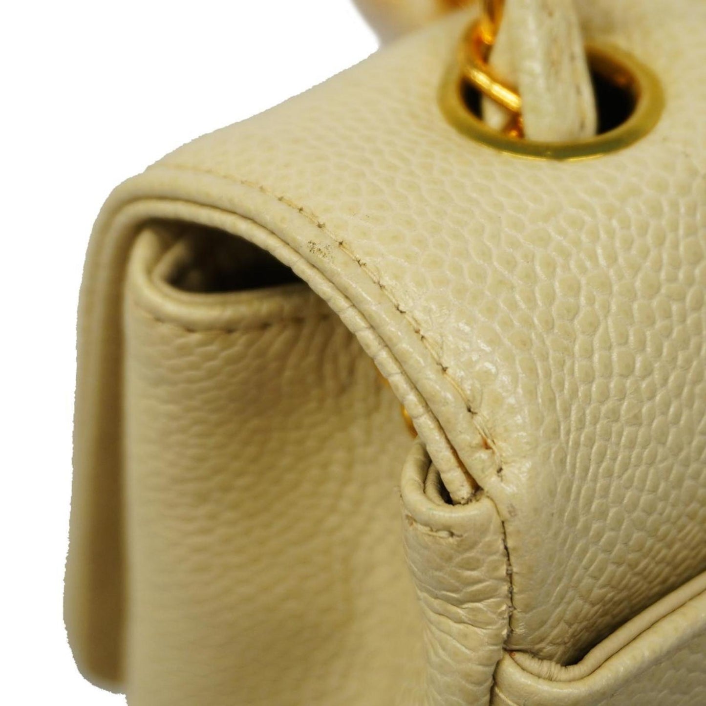 Chanel Shoulder Bag Mademoiselle Chain Caviar Skin White Women's