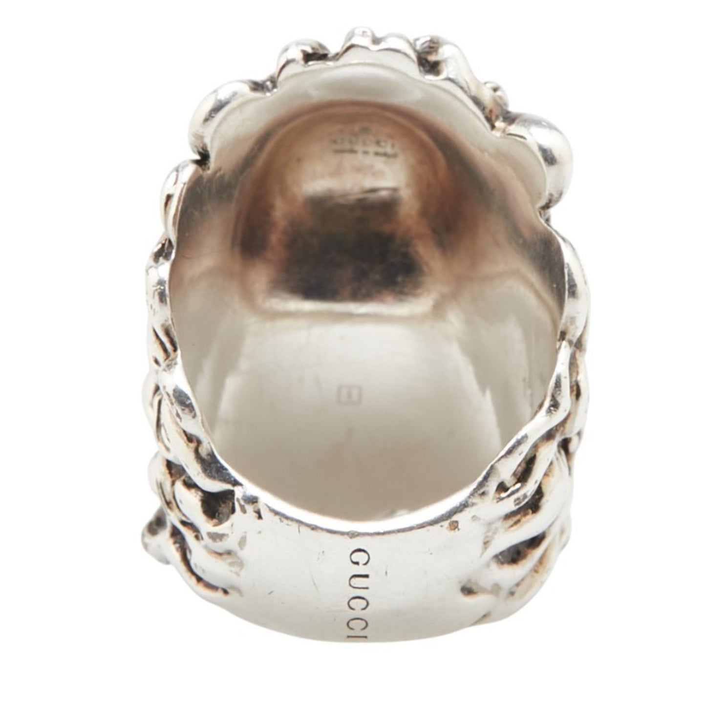 Gucci Green Silver Metal Band Ring