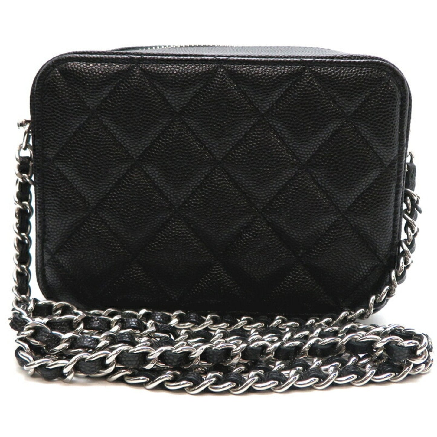 Chanel Matelasse Camera Bag Women's Shoulder AP2426 Caviar Skin Black