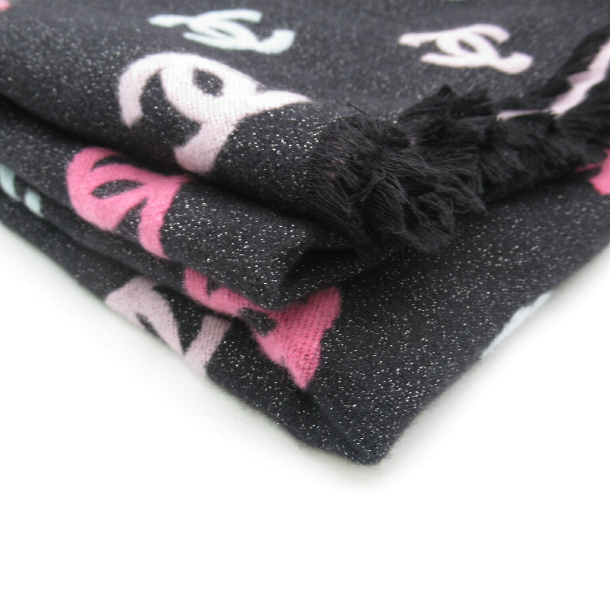 CHANEL Scarf Cashmere Women's Black