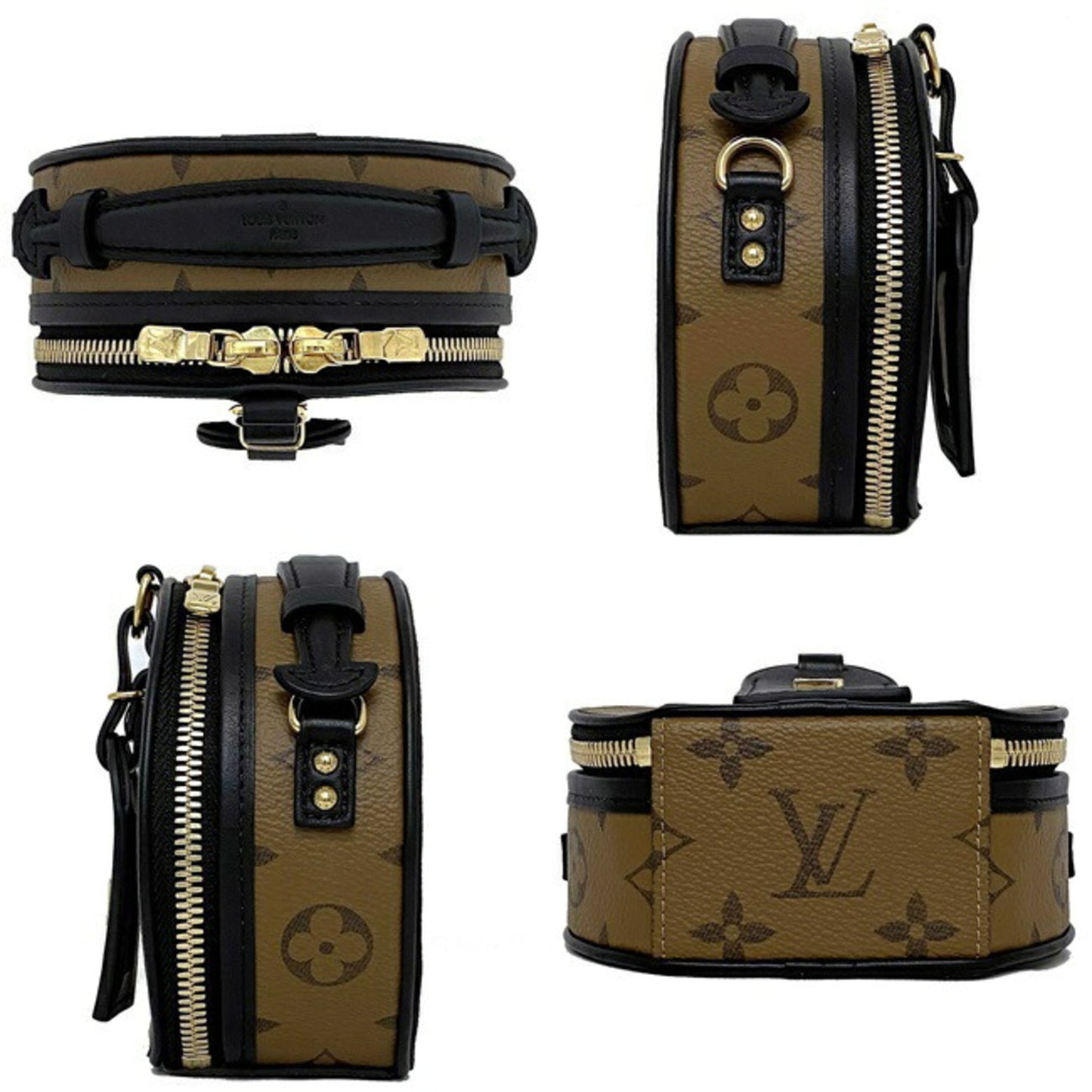 Louis Vuitton Shoulder Bag Bowat Chapo Brown Black Gold Monogram Reverse M68276 PL0240 LOUIS VUITTON Pochette Mini Name Tag LV Round