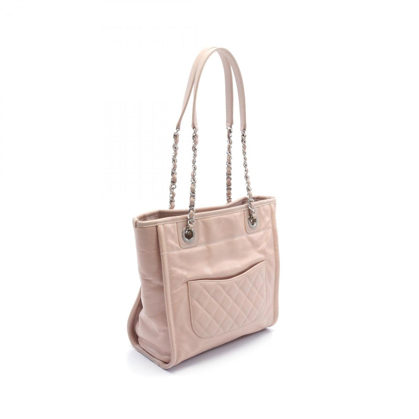 CHANEL Deauville Tote Bag Leather Women's Pink