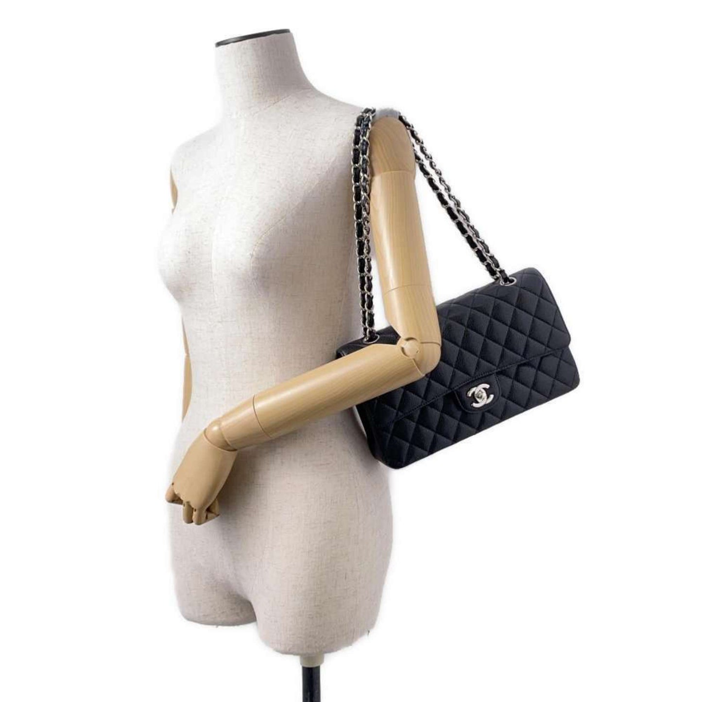 Chanel Chain Shoulder Bag Matelasse 25 Coco Mark Caviar Skin A01112 CHANEL Black