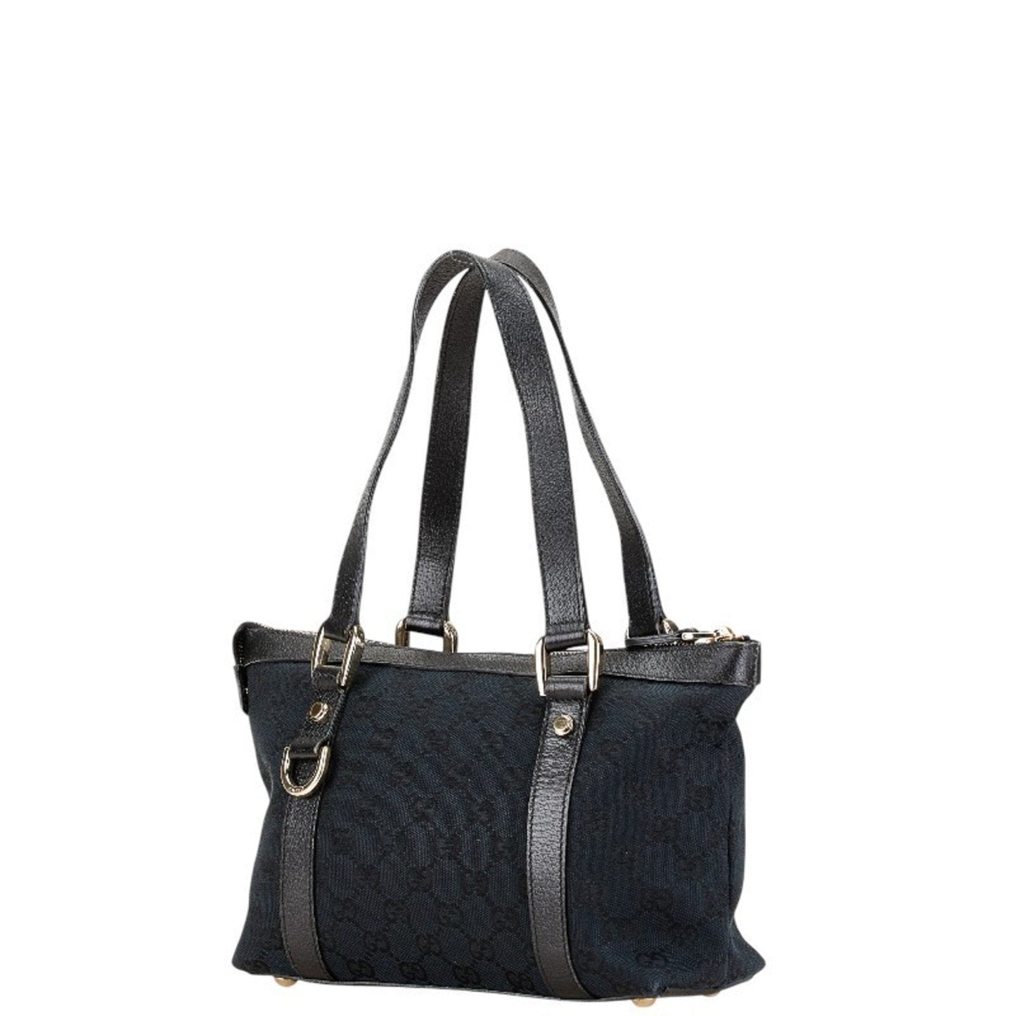 Gucci Gg Canvas Black Canvas Leather Handbag