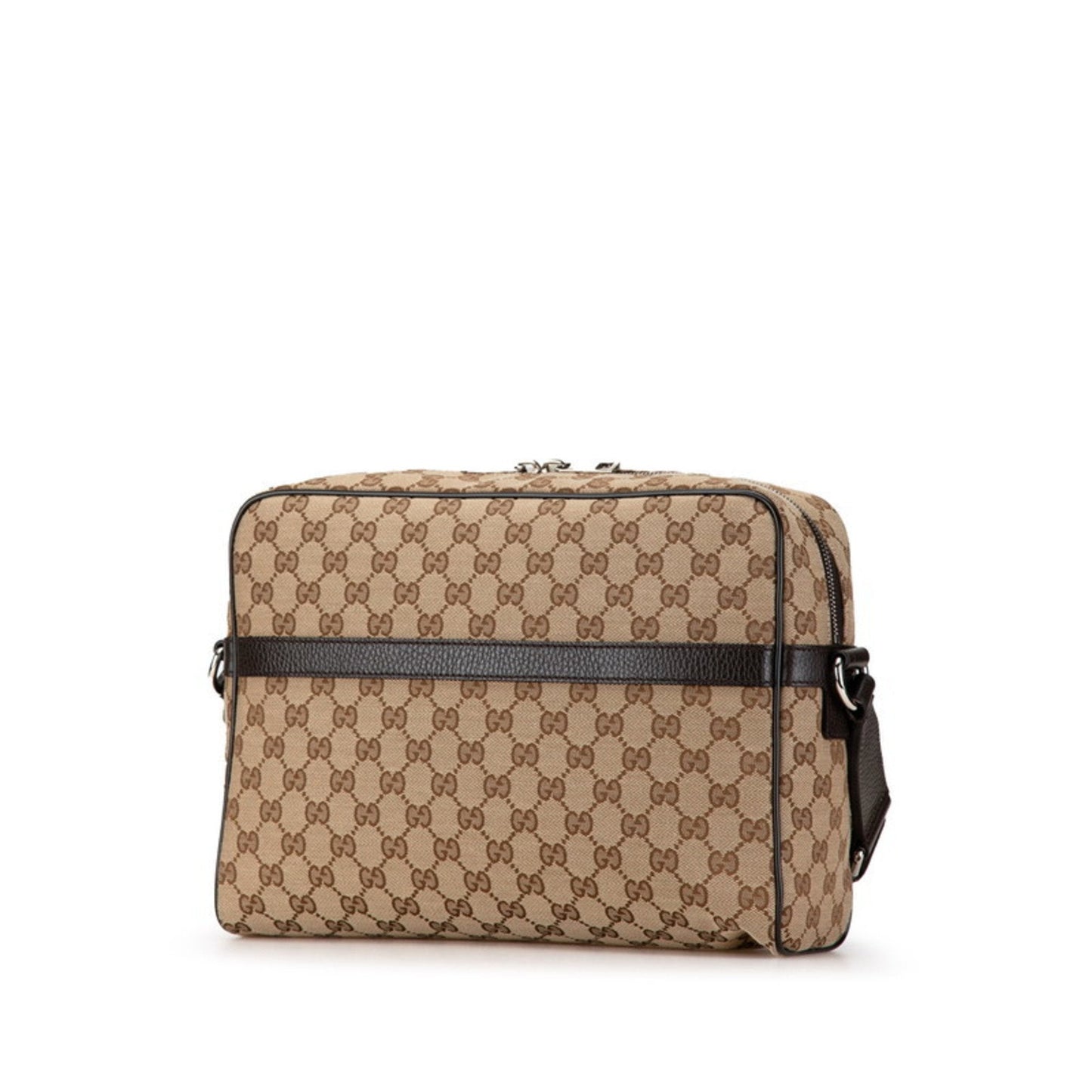Gucci Beige Brown Canvas Leather Shoulder Bag