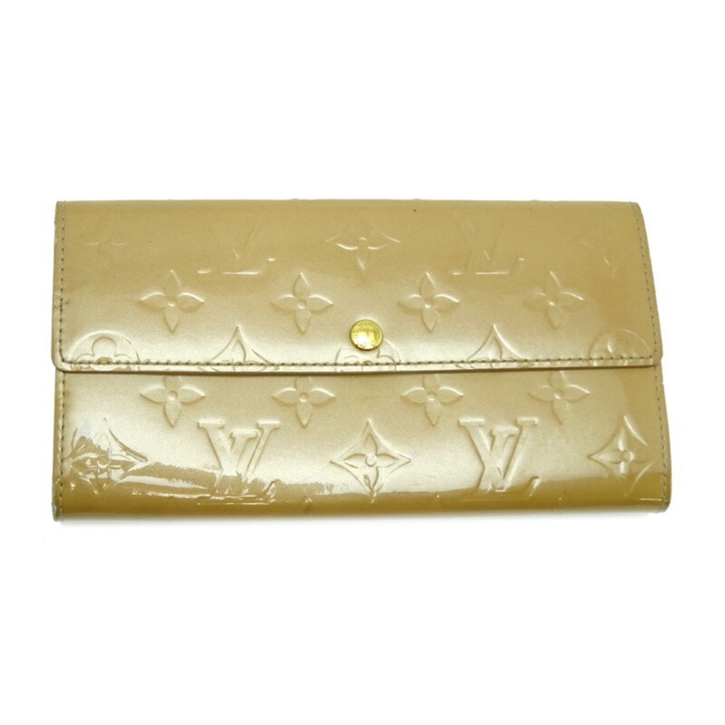 LOUIS VUITTON Portomone Credit Ladies Long Wallet M91380 Vernis Noisette [Beige]