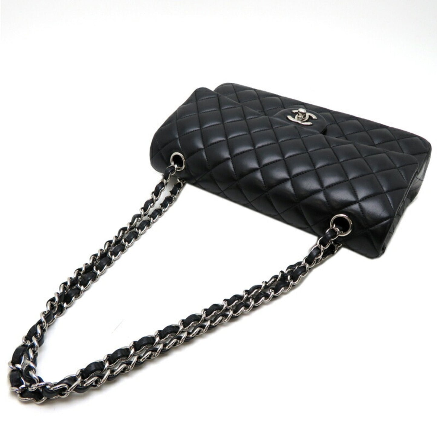 Chanel Seal Matelasse Chain Shoulder 25 Women's Bag AO1112 Lambskin Black