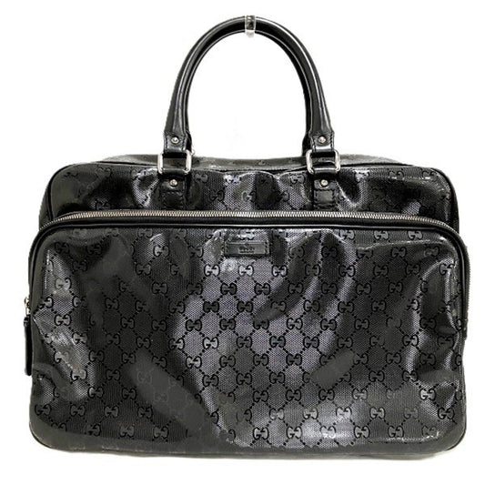 Gucci Gg Imprimé Black Pvc Leather Boston Bag ()
