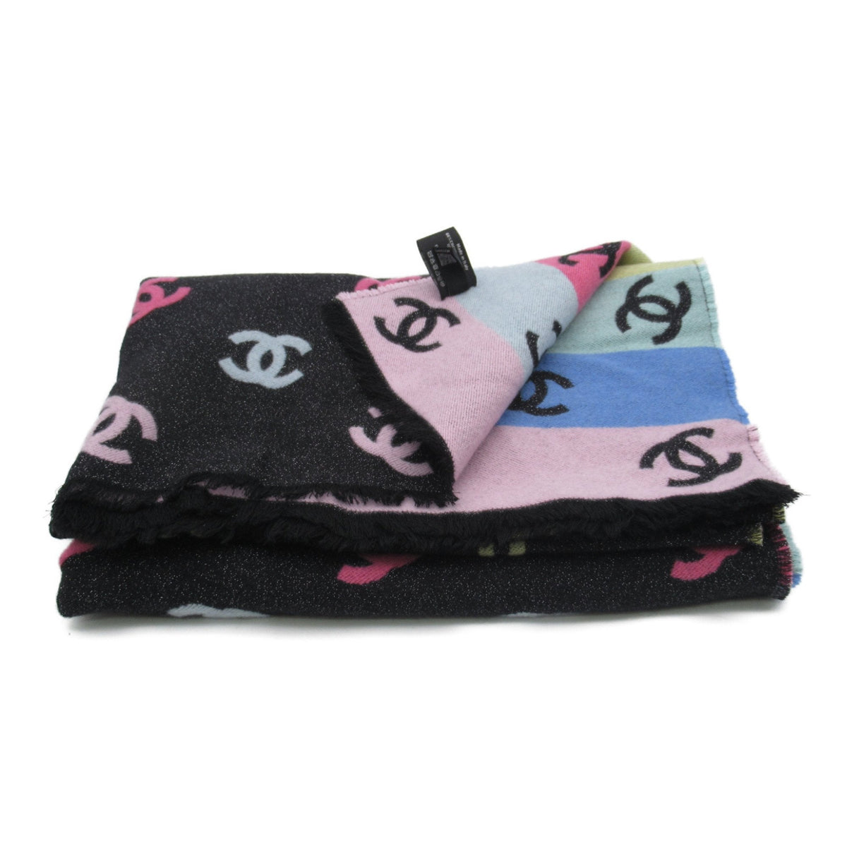 CHANEL Scarf Cashmere Women's Black