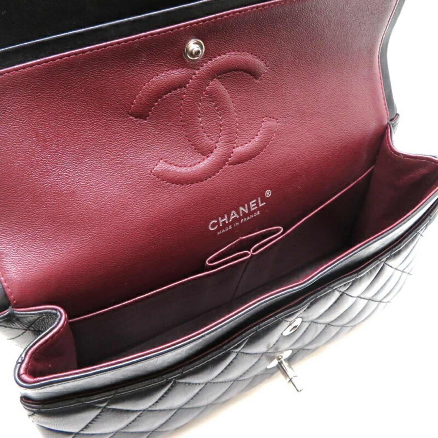 Chanel Seal Matelasse Chain Shoulder 25 Women's Bag AO1112 Lambskin Black