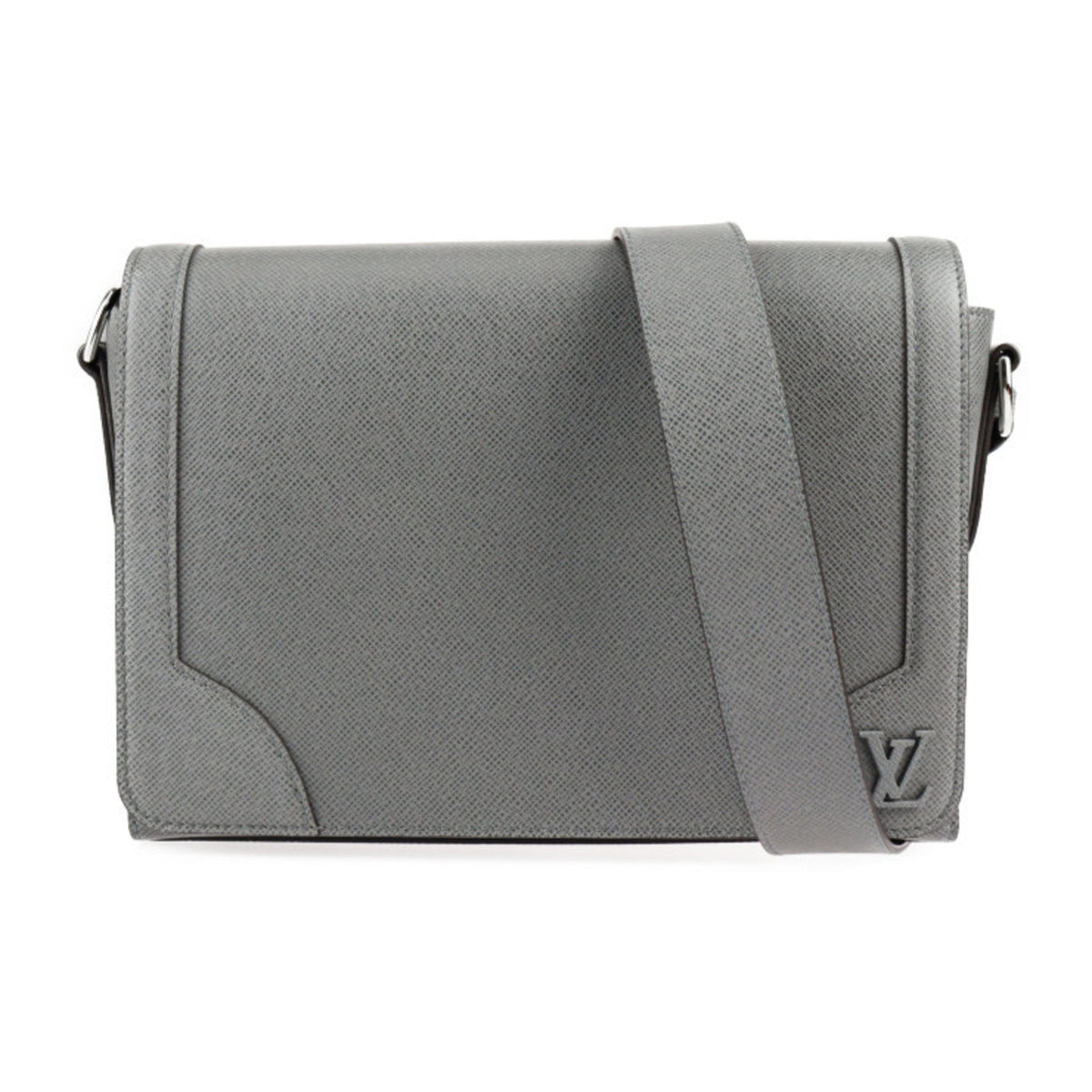 LOUIS VUITTON New Flap Messenger Shoulder Bag M30808 Taiga Gray Silver Hardware 2023 Current Product Vuitton