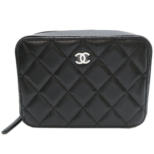 Chanel Matelasse Camera Bag Women's Shoulder AP2426 Caviar Skin Black