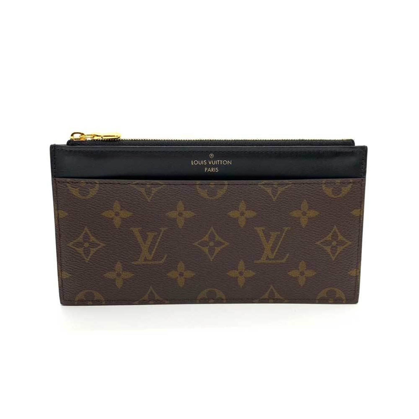 LOUIS VUITTON Wallet Perth Brown x Black Long Card Holder Square Ladies Monogram Leather M80348 LOUISVUITTON