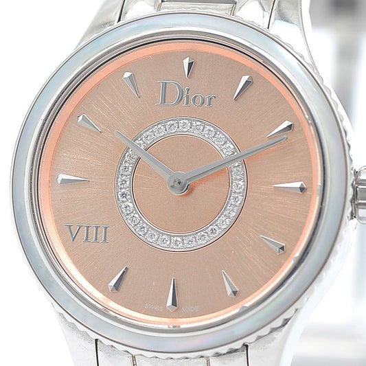 Dior Montaigne Watch Women's Circle Diamond Quartz Pink Dial CD151111M002