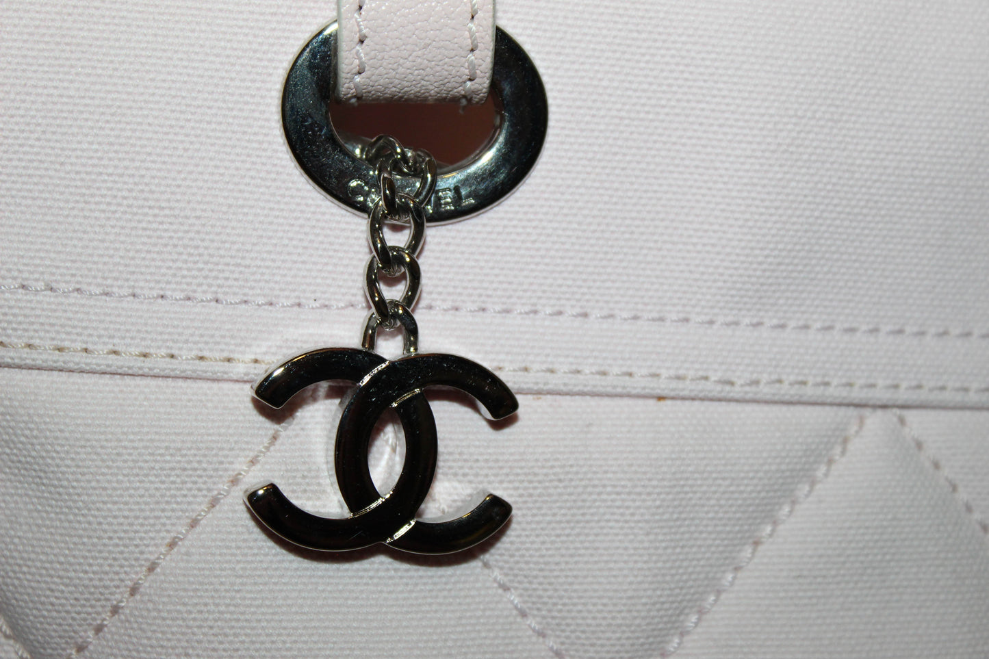 Chanel Pink Biarritz Canvas Leather Tote