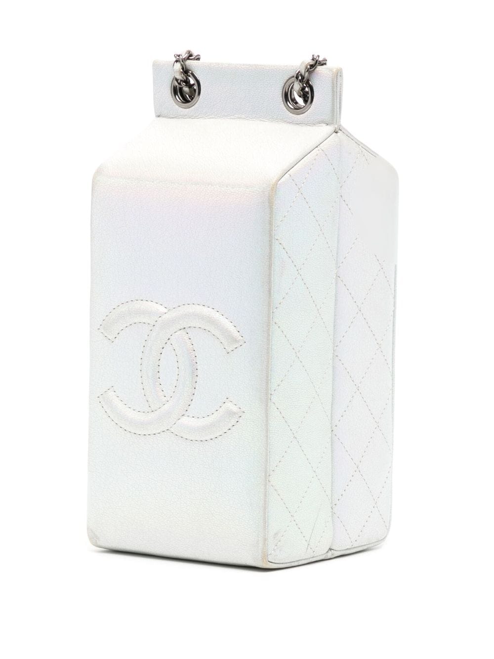 Top Quality Chanel Iridescent Silver Lait de Coco Milk Carton Bag