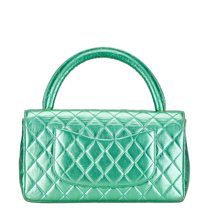 Chanel Leather Coco Mark Matelasse Handbag Green Gold