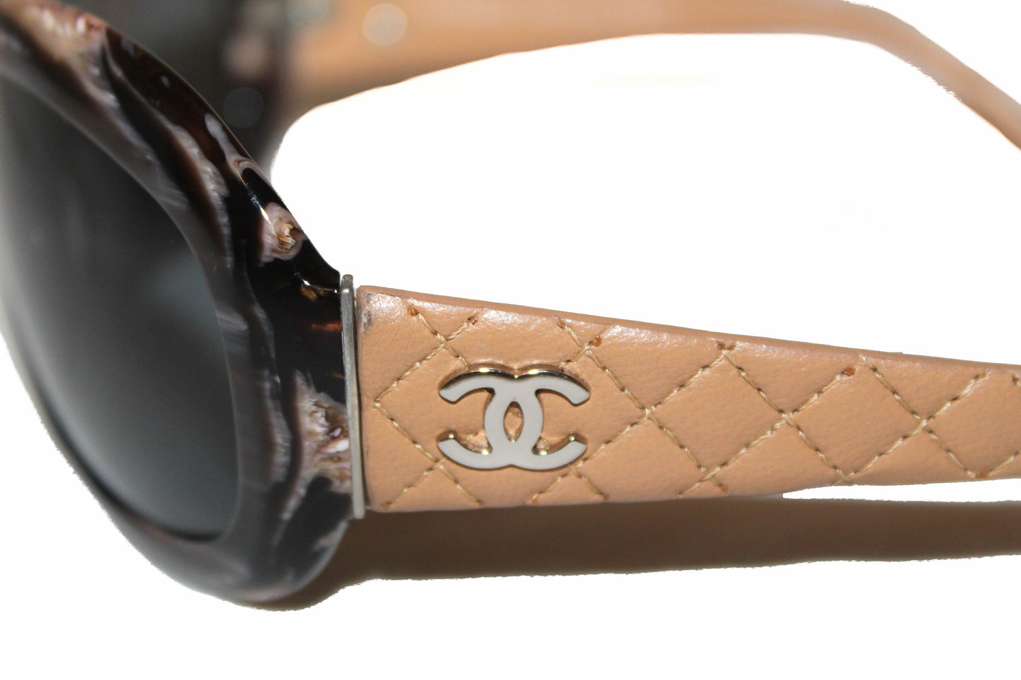 Chanel Beige Quilted Leather Sunglasses 5116-Q