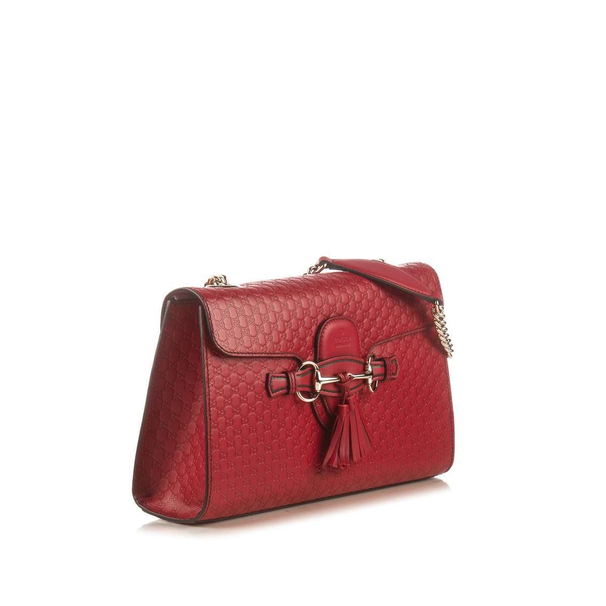GUCCI Red Emily Guccissima Large Chain Shoulder Bag