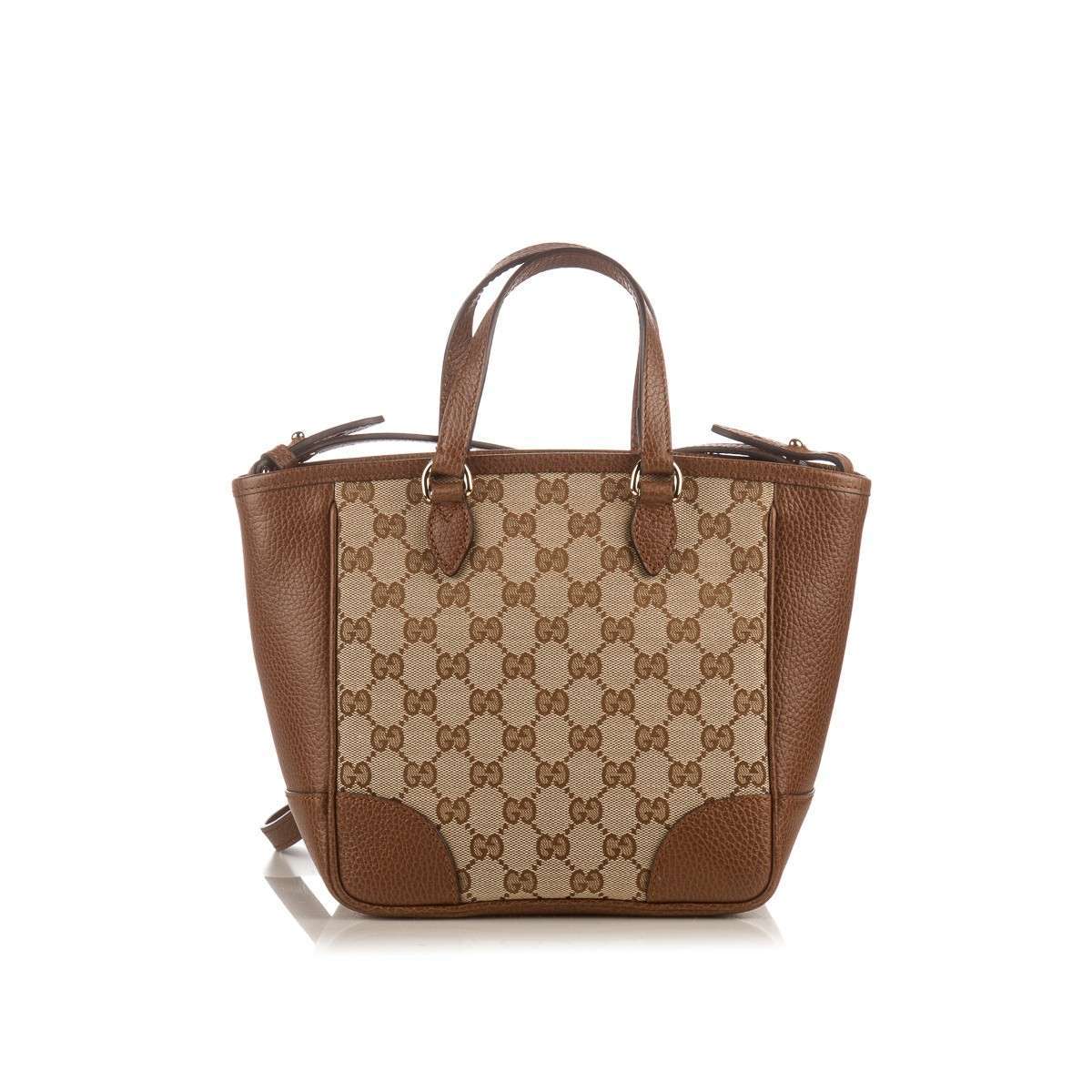 GUCCI Brown Monogram Canvas Bree Tote Crossbody