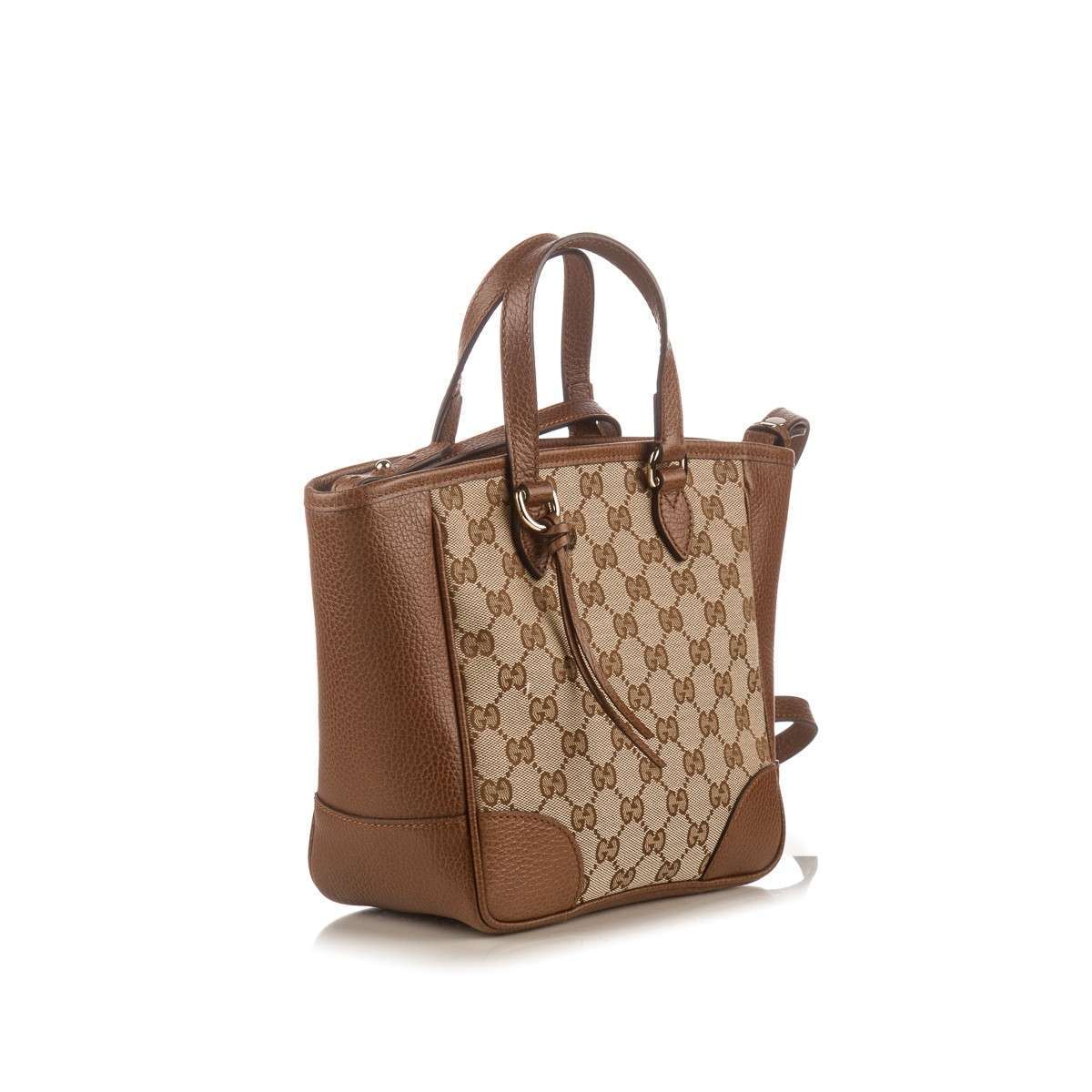 GUCCI Brown Monogram Canvas Bree Tote Crossbody