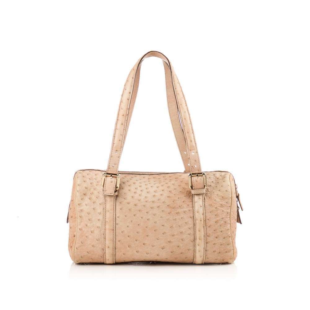 GUCCI  Beige Ostrich Britt Boston Bag
